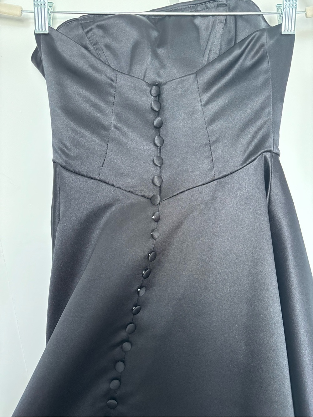 Strapless Black Satin A-Line Evening Dress - Picture 7 of 7